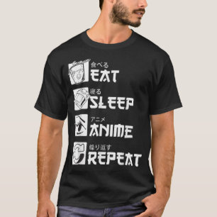 Eat Sleep Anime Herhaal Shirt, Anime Manga Shirten T-shirt