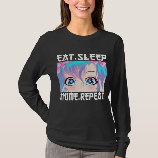 Eat Sleep Anime Herhaal T-Shirt (Voorkant)