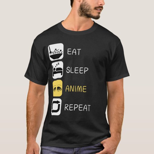 Eat Sleep Anime Herhaal T-Shirt (Voorkant)