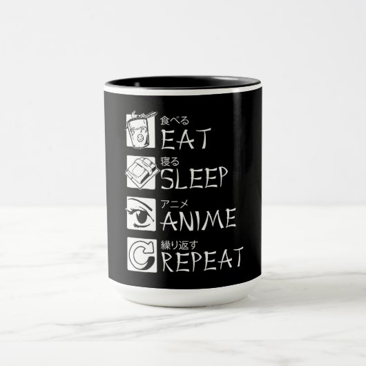 Eat Sleep Anime Herhalen Cadeaudius Idea Cosplayer Mok (Midden)
