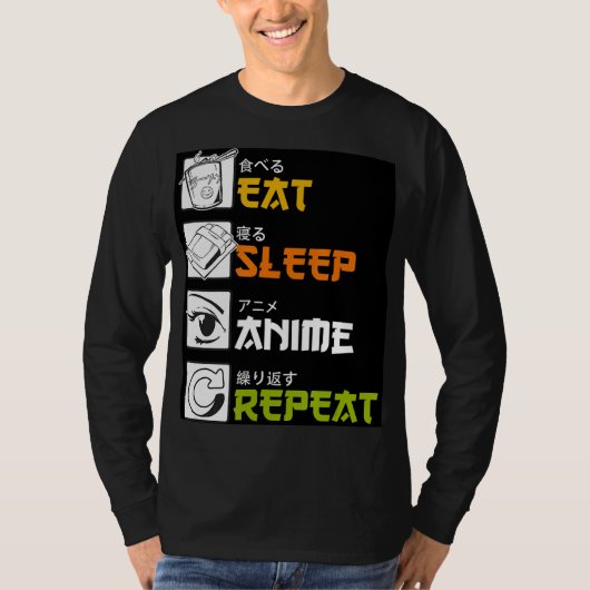 Eat Sleep Anime Herhalen Cadeaudius Idea Cosplayer T-shirt (Voorkant)