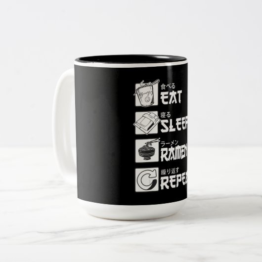 Eat Sleep Anime Herhalen Cadeaudius Idea Cosplayer Tweekleurige Koffiemok (Voorkant links)
