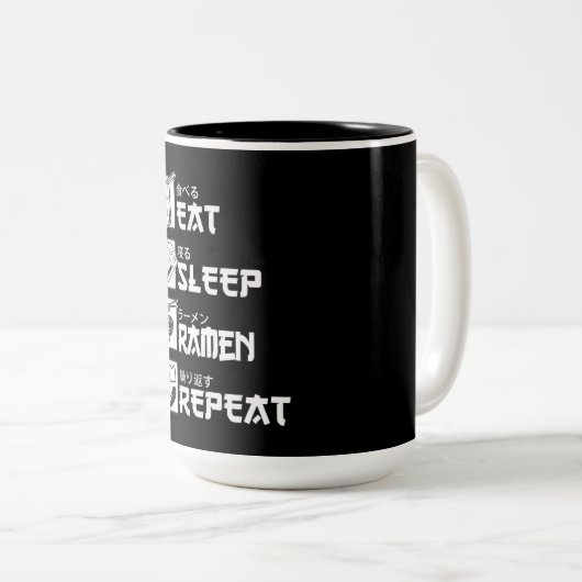 Eat Sleep Anime Herhalen Cadeaudius Idea Cosplayer Tweekleurige Koffiemok (Voorkant rechts)