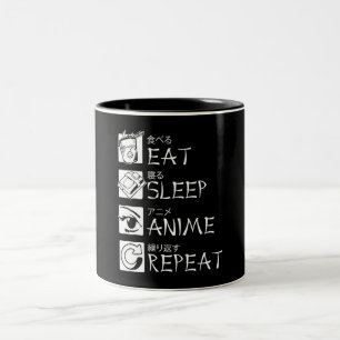 Eat Sleep Anime Herhalen Cadeaudius Idea Cosplayer Tweekleurige Koffiemok