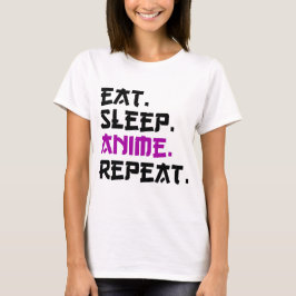 Eat Sleep Anime Herhalen T-shirt