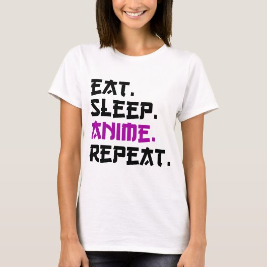 Eat Sleep Anime Herhalen T-shirt (Voorkant)