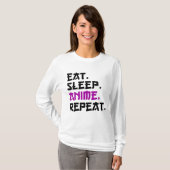 Eat Sleep Anime Herhalen T-shirt (Voorkant volledig)