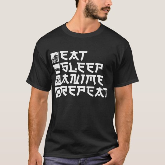 Eat Sleep Anime Herhalen T-shirt (Voorkant)