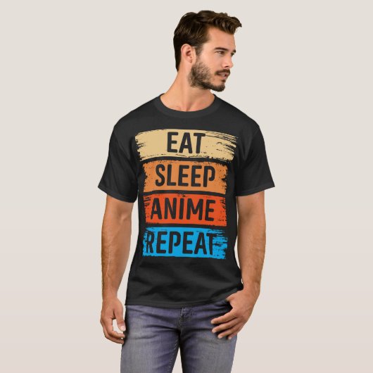 Eat Sleep Anime Herhalen T-shirt (Voorkant volledig)