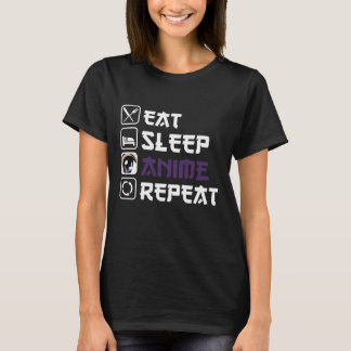 Eat Sleep Anime Herhalen T-shirt