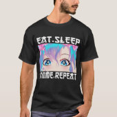 Eat Sleep Anime Herhalen T-shirt (Voorkant)