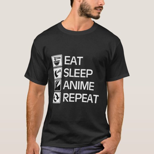 Eat Sleep Anime Herhalen T-shirt (Voorkant)