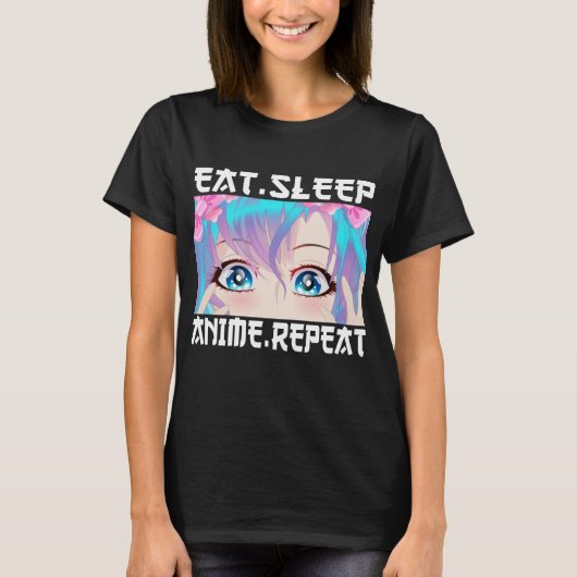 Eat Sleep Anime Herhalen T-shirt (Voorkant)