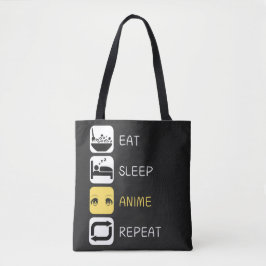 Eat Sleep Anime Herhalen Tote Bag