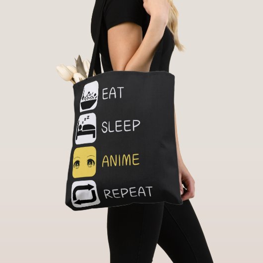 Eat Sleep Anime Herhalen Tote Bag (Dichtbij)