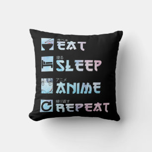Eat Sleep Anime Herhalen - Waterverf Anime M Kussen