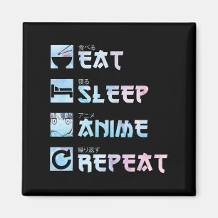 Eat Sleep Anime Herhalen - Waterverf Anime M Magneet