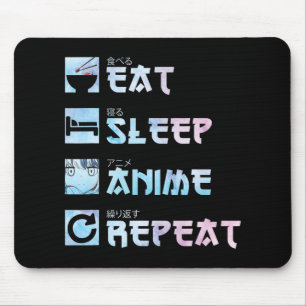 Eat Sleep Anime Herhalen - Waterverf Anime M Muismat