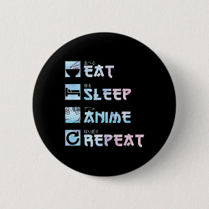Eat Sleep Anime Herhalen - Waterverf Anime M Ronde Button 5,7 Cm