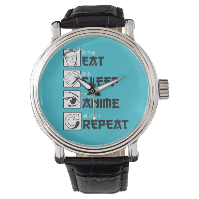Eat Sleep Anime Horloge (Voorkant)