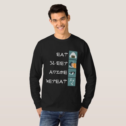 Eat Sleep Anime Novelty T-shirt (Voorkant volledig)