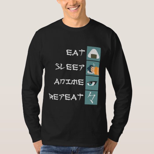 Eat Sleep Anime Novelty T-shirt (Voorkant)