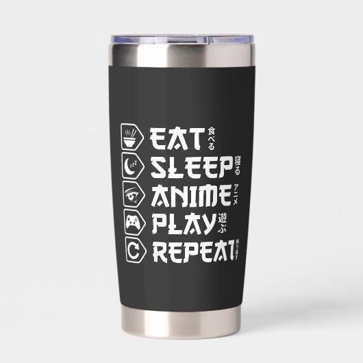Eat Sleep Anime Play Repeat Otaku Anime Lifestyle Geïsoleerde Drinkbeker (Voorkant)