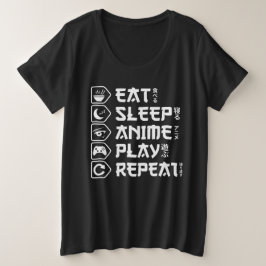 Eat Sleep Anime Play Repeat Otaku Anime Lifestyle Grote Maat T-shirt
