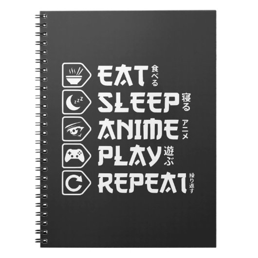 Eat Sleep Anime Play Repeat Otaku Anime Lifestyle Notitieboek (Voorkant)