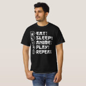 Eat Sleep Anime Play Repeat Otaku Anime Lifestyle T-shirt (Voorkant volledig)