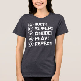 Eat Sleep Anime Play Repeat Otaku Anime Lifestyle Tri-Blend Shirt
