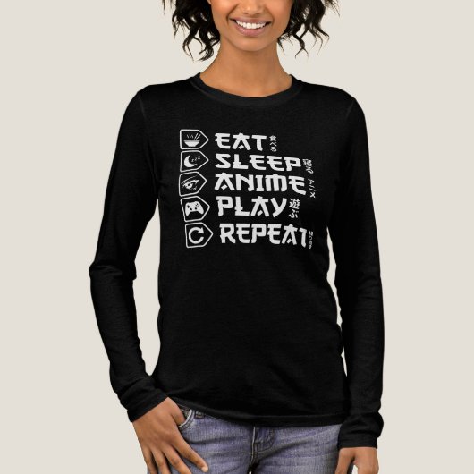 Eat Sleep Anime Play Repeat Otaku Anime Lifestyle Tri-Blend Shirt (Voorkant)