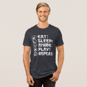 Eat Sleep Anime Play Repeat Otaku Anime Lifestyle Tri-Blend Shirt (Voorkant volledig)