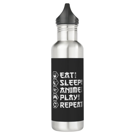 Eat Sleep Anime Play Repeat Otaku Anime Lifestyle Waterfles (Links)