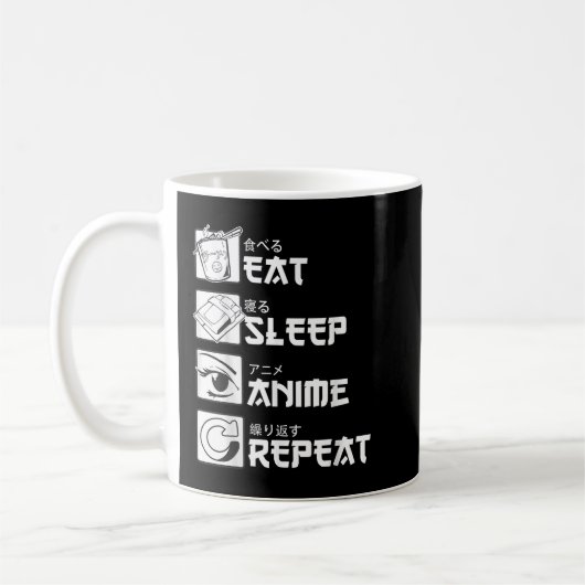 Eat Sleep Anime Repea, Funny Japanese Manga Gift T Koffiemok (Links)