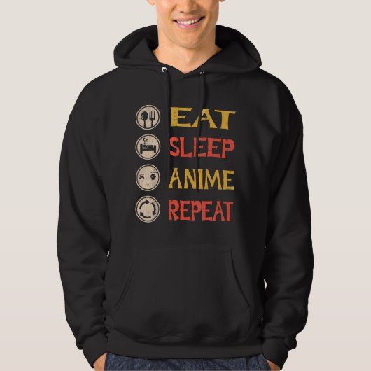 Eat Sleep Anime Repeat Anime T Gift Hoodie (Voorkant)
