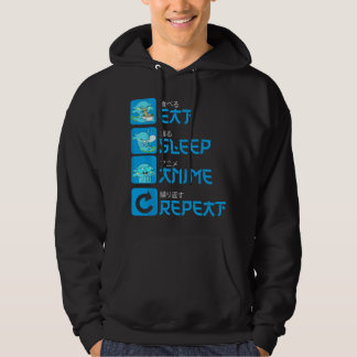 Eat Sleep Anime Repeat Axolotl Kawaii Anime Manga  Hoodie