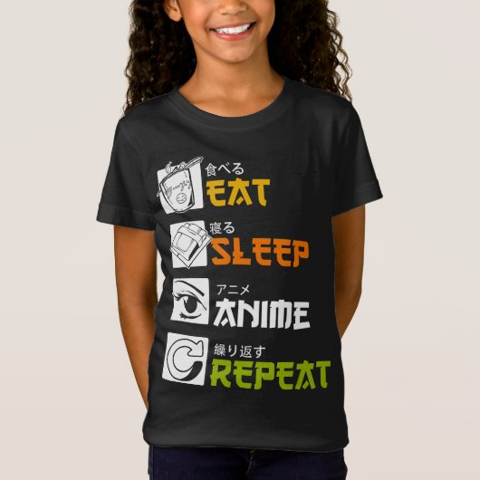 eat sleep anime repeat |funny japanese manga t-shirt (Voorkant)
