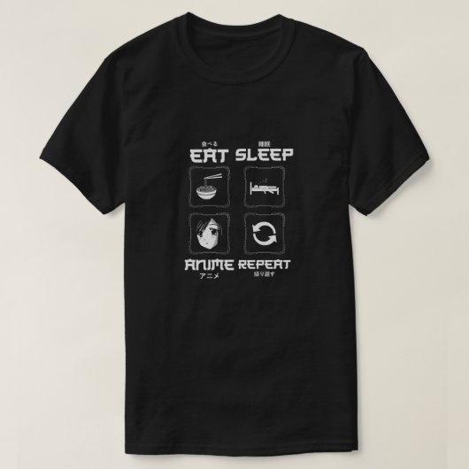 Eat Sleep Anime Repeat - Grappige Otaku Lifestyle T-shirt (Design voorkant)