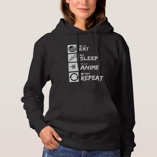 EAT SLEEP ANIME REPEAT HOODIE (Voorkant)