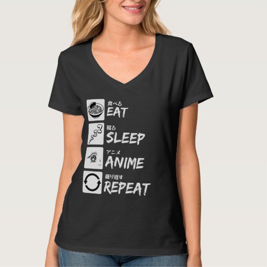 EAT SLEEP ANIME REPEAT T-SHIRT (Voorkant)