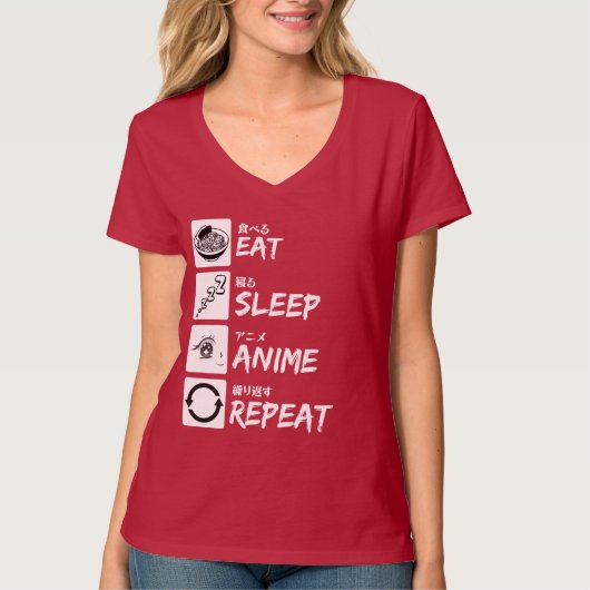 EAT SLEEP ANIME REPEAT T-SHIRT (Voorkant)
