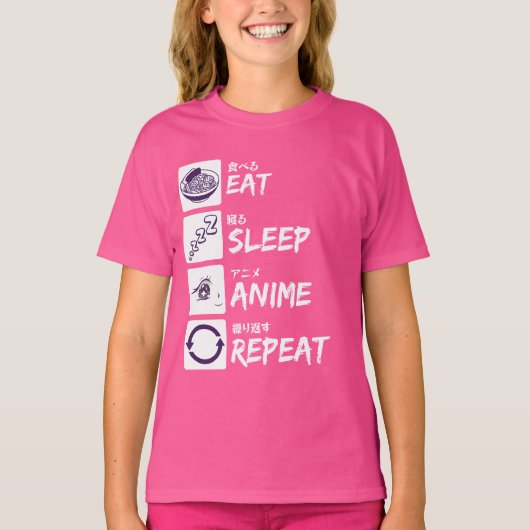 EAT SLEEP ANIME REPEAT T-SHIRT (Voorkant)