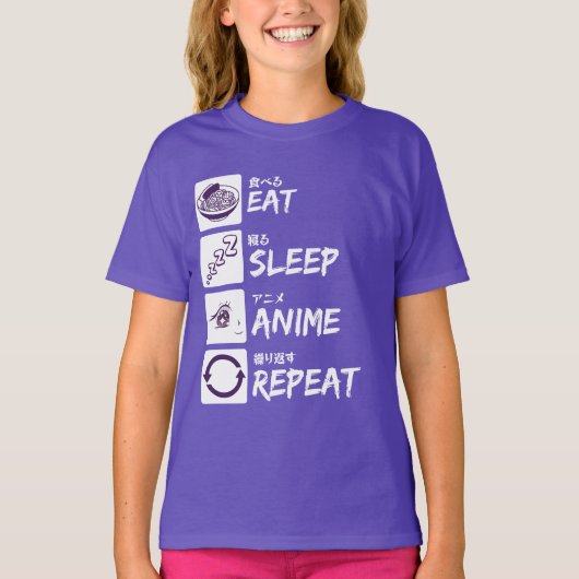 EAT SLEEP ANIME REPEAT T-SHIRT (Voorkant)