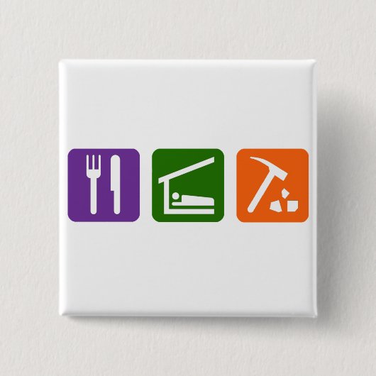 Eat Sleep Archeology Vierkante Button 5,1 Cm (Voorkant)