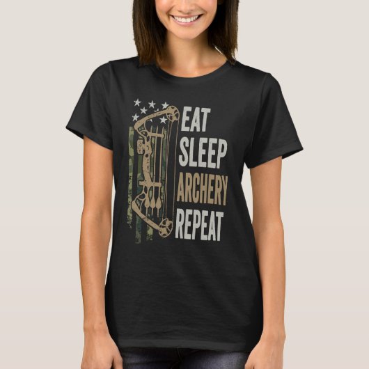 Eat Sleep Archery Repeat  Camouflage Bow USA  Arch T-shirt (Voorkant)