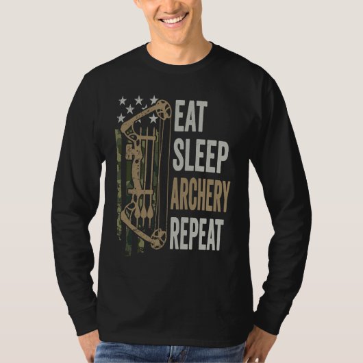 Eat Sleep Archery Repeat  Camouflage Bow USA  Arch T-shirt (Voorkant)