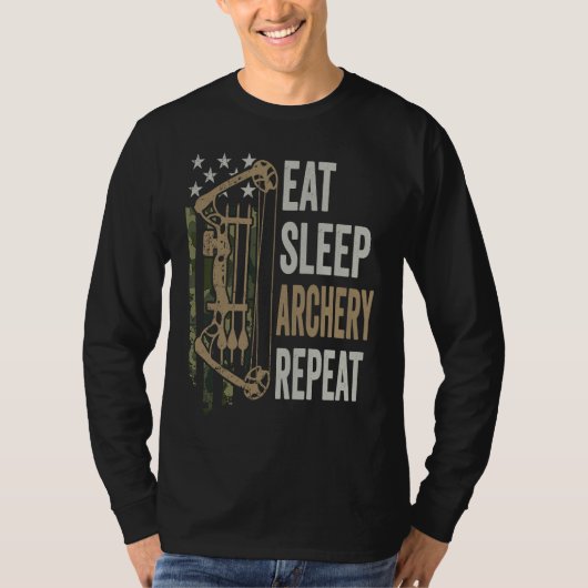 Eat Sleep Archery Repeat  Camouflage Bow USA Funny T-shirt (Voorkant)