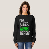Eat Sleep Arnis Herhaal Martial Arts Combat Trui (Voorkant volledig)
