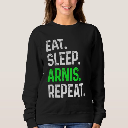 Eat Sleep Arnis Herhaal Martial Arts Combat Trui (Voorkant)